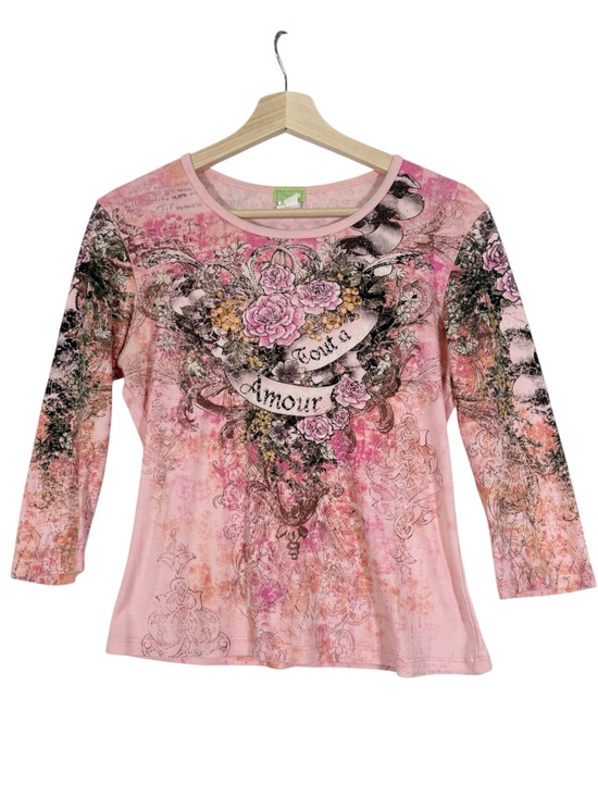 Fornia Tops - Vintage Fornia Y2k Embellished Burnout Babydoll Graphic Shirt Size Large